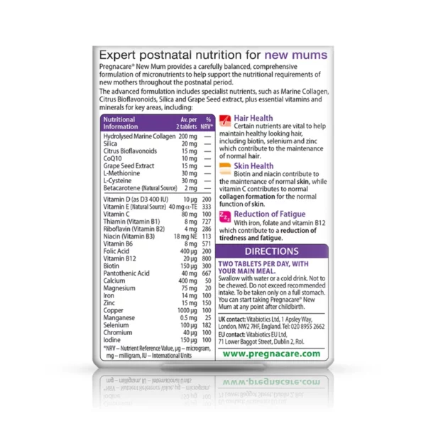 Pregnacare New Mum لاستعادة صحتك بعد الولادة وإيقاف التساقط اطلبيه الآن