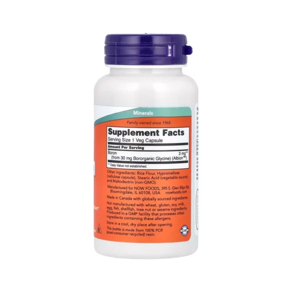 كبسولات البورون-حبوب البورون-Now Foods Boron capsules-albion Boron bororganic glycine-Now Boron supplement لتقوية العظام وتحسين امتصاص الكالسيوم والوقاية من هشاشة العظام