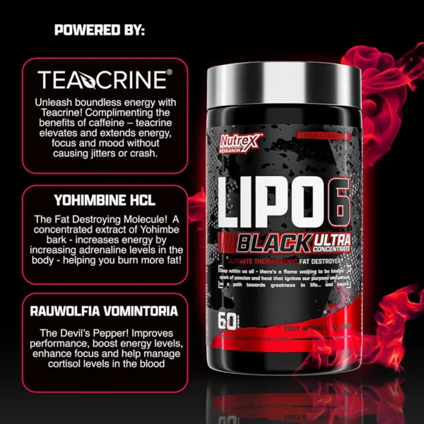 حبوب ليبو 6 بلاك للرجال Lipo Six Black Ultra Concentrate-فوائد ليبو 6 بلاك الترا للرجال Lypo 6 Black Nutrex ليبو 6 بلاك للرجال للتخسيس