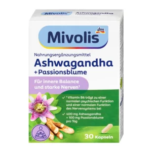 حبوب اشواجندا ميفوليس للتوازن النفسي Mivolis ashwagandha for Inner Balance عدد 30 كبسولة - حبوب ازالة التوتر-Mivolis Inner Balance-كبسولات mivolis-حبوب ميفوليس-دواعى استعمال mivolis-اضرار كبسولات الاشواجندا-كبسولات زهرة الالام-فوائد كبسولات الاشواجندا-كبسولات الاشواجندا-إزالة العنصر: تقليل التوتر والقلق تقليل التوتر والقلق-التوازن النفسي