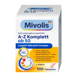 Mivolis Multivitamin حبوب فيتامينات لكبار السن، تساعد على دعم صحة كبار السن وتزويد الجسم بمجموعة من الفيتامينات والمعادن المهمة للاحتياجات اليومية.