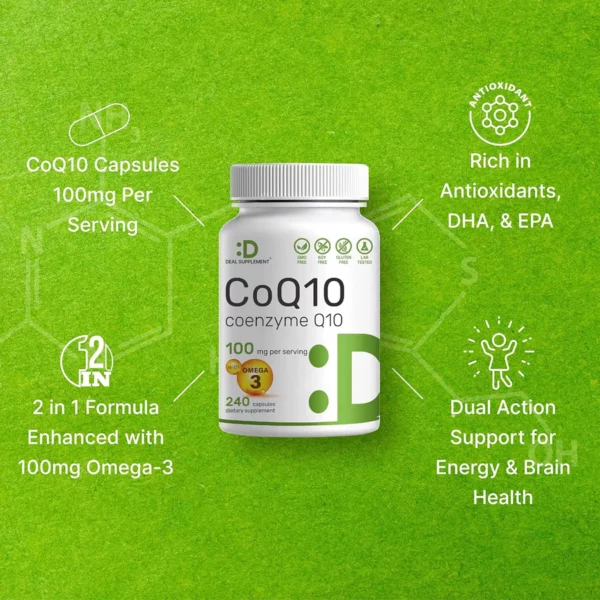 Omega Q 10 لدعم الطاقة الخلوية مع أوميجا 3 - omega with coq10 - omega and coq10 - omega 3 co q 10 - co q10 omega 3 - omega 3 with coq10 benefits