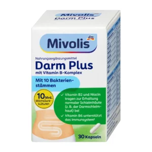 mivolis darm plus حبوب بروبيوتك لدعم صحة الجهاز الهضمي واستعادة توازن البكتيريا النافعة - حبوب بروبيوتك - dm mivolis - أقراص mivolis بروبيوتيك - صحة الجهاز الهضمي - فوائد البروبيوتيك