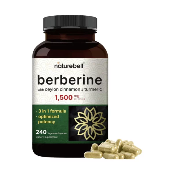 مكمل غذائي البربرين مع قرفة سيلان وكركم من NatureBell لدعم توازن سكر الدم واستجابة الانسولين، ودعم إدارة الوزن - berberine ماهو - فوائد مكمل البربرين - اقراص البربرين - berberine side effects - تجربتي مع البربرين
